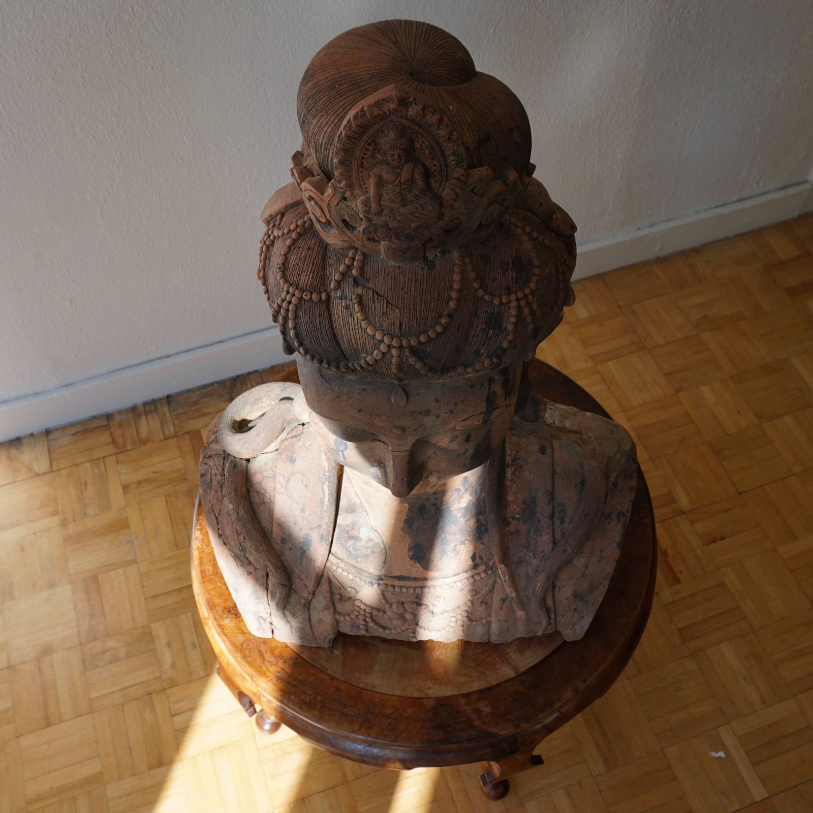 photo furniture Larger Than Life Terracotta Buddha Bust Of Guanyin, Early 20th Century, China