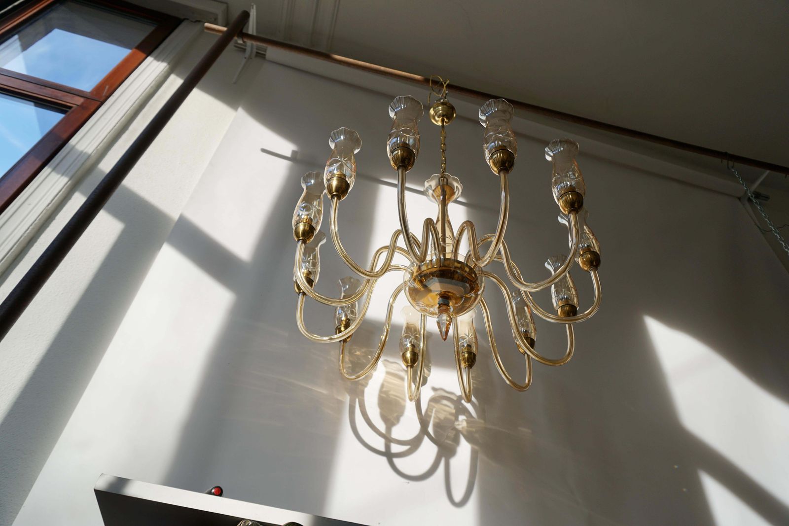 Italian Midcentury Style Murano Venetian Crystal Chandelier photo buy