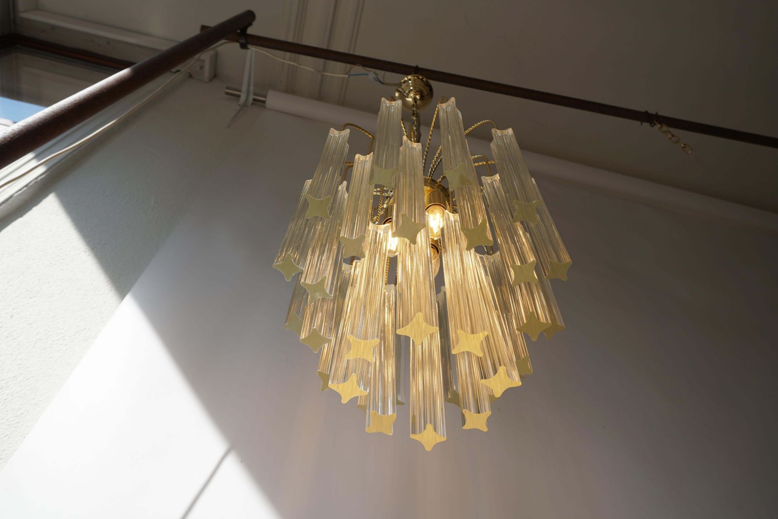 Venini Italian Quatro Punta Crystal Prism Chandelier photo vinterior