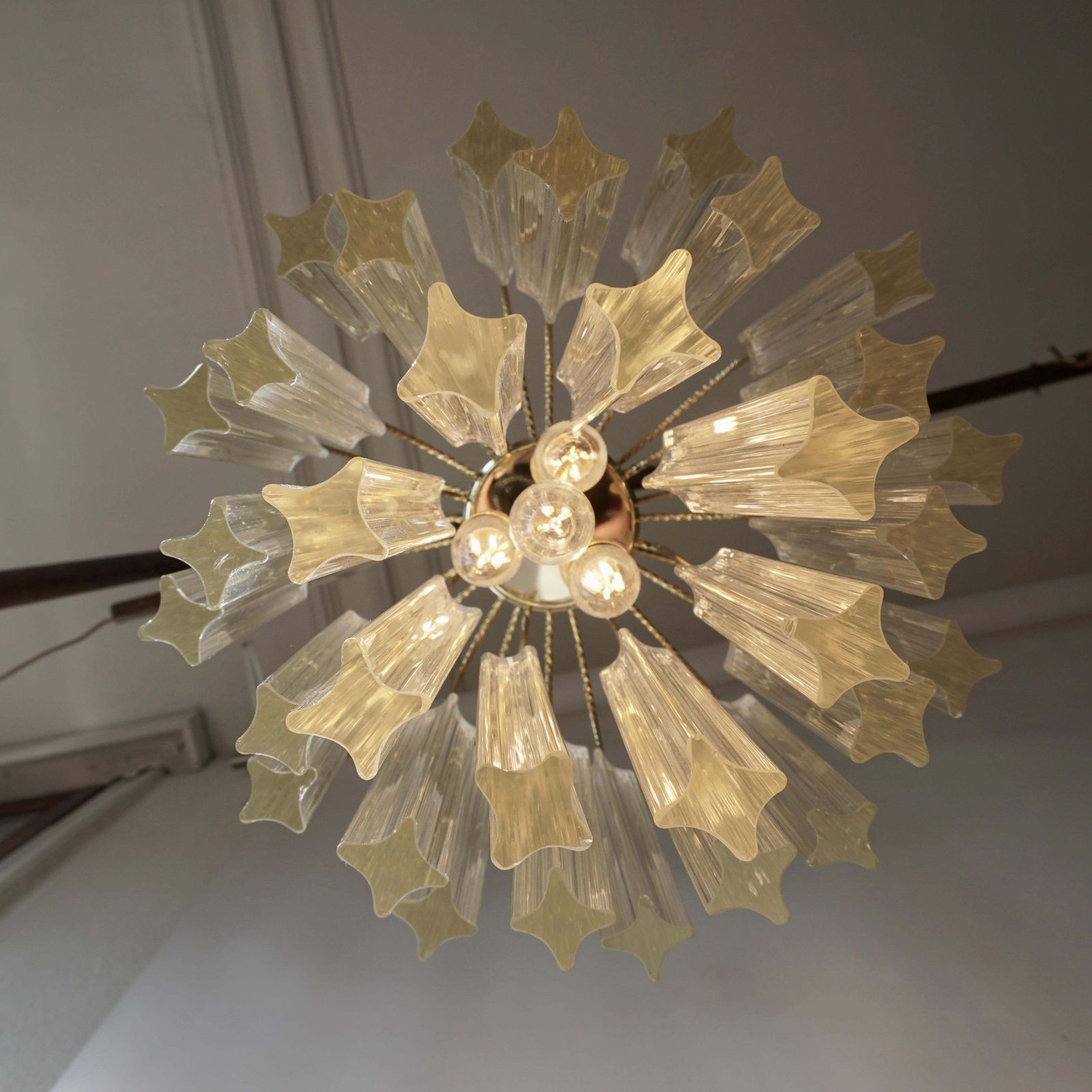 Venini Italian Quatro Punta Crystal Prism Chandelier photo vintage