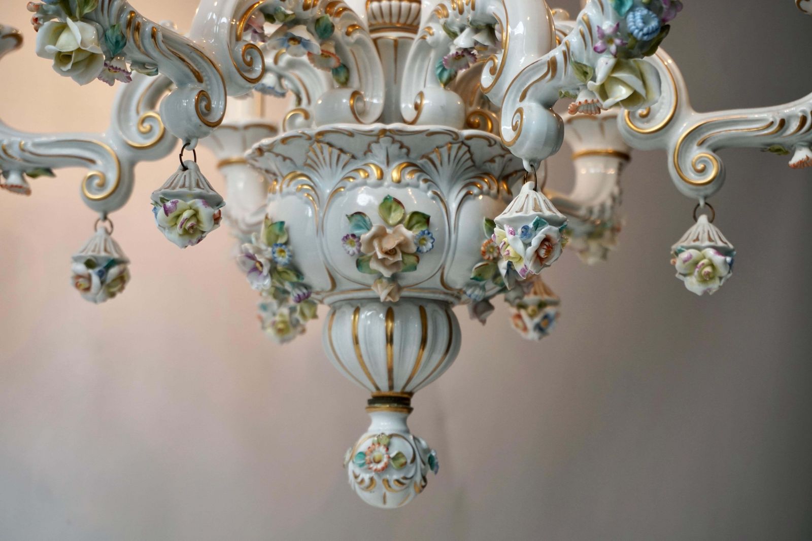 Baroque Porcelain Flower Chandelier Or Candelabra, Italy photo buy