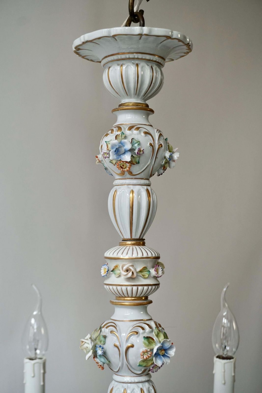 photo for sale Baroque Porcelain Flower Chandelier Or Candelabra, Italy