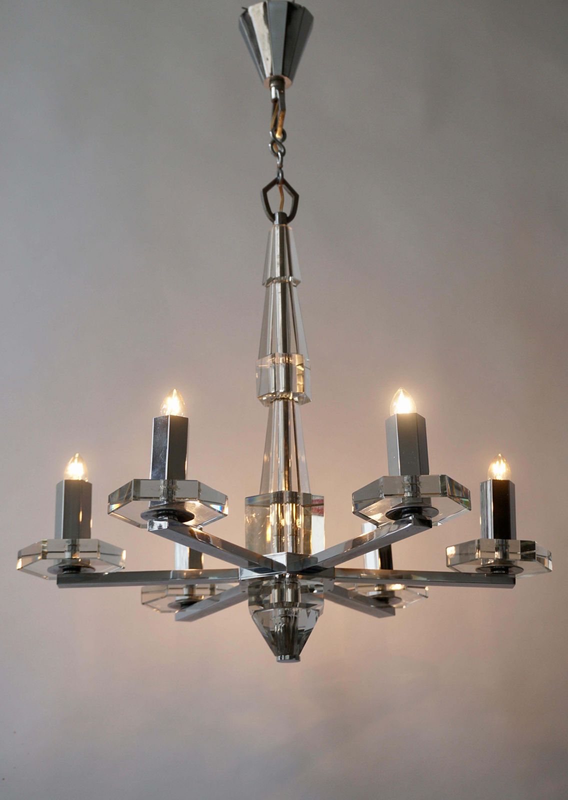 Precious Faceted Crystal Glass Art Deco Chandelier photo buy