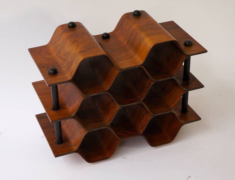 Wine Rack In Rosewood By Torsten Johansson, Sweden, 1960 photo for sale