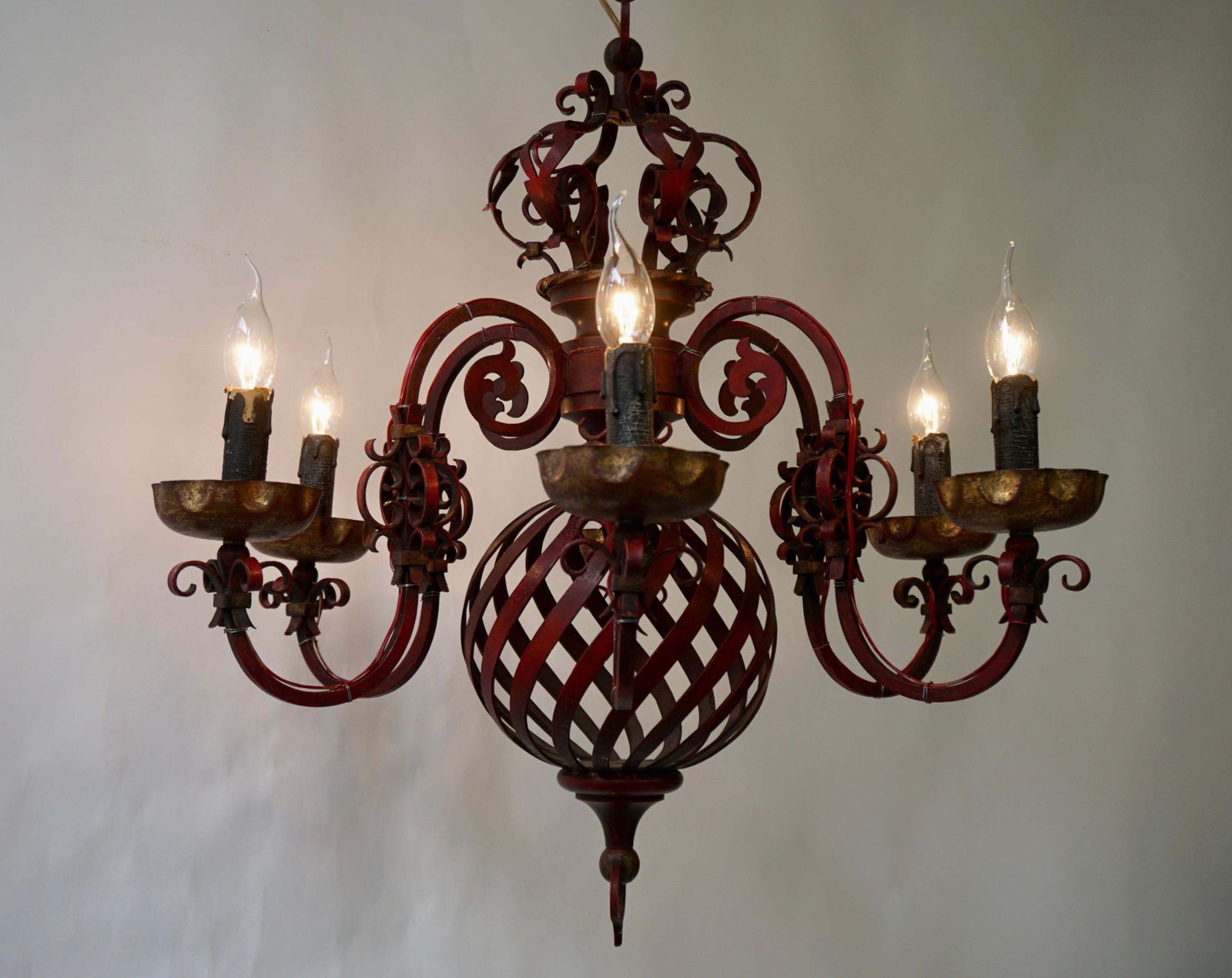 French Wrought Iron Chandelier photo vintage