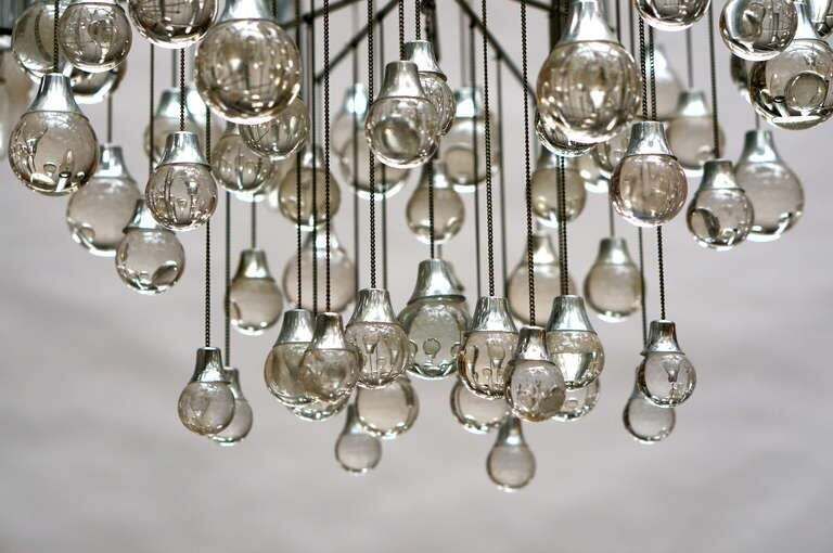 Mid Century Murano Glass And Chrome Chandelier By Gaetano Sciolari photo vinterior