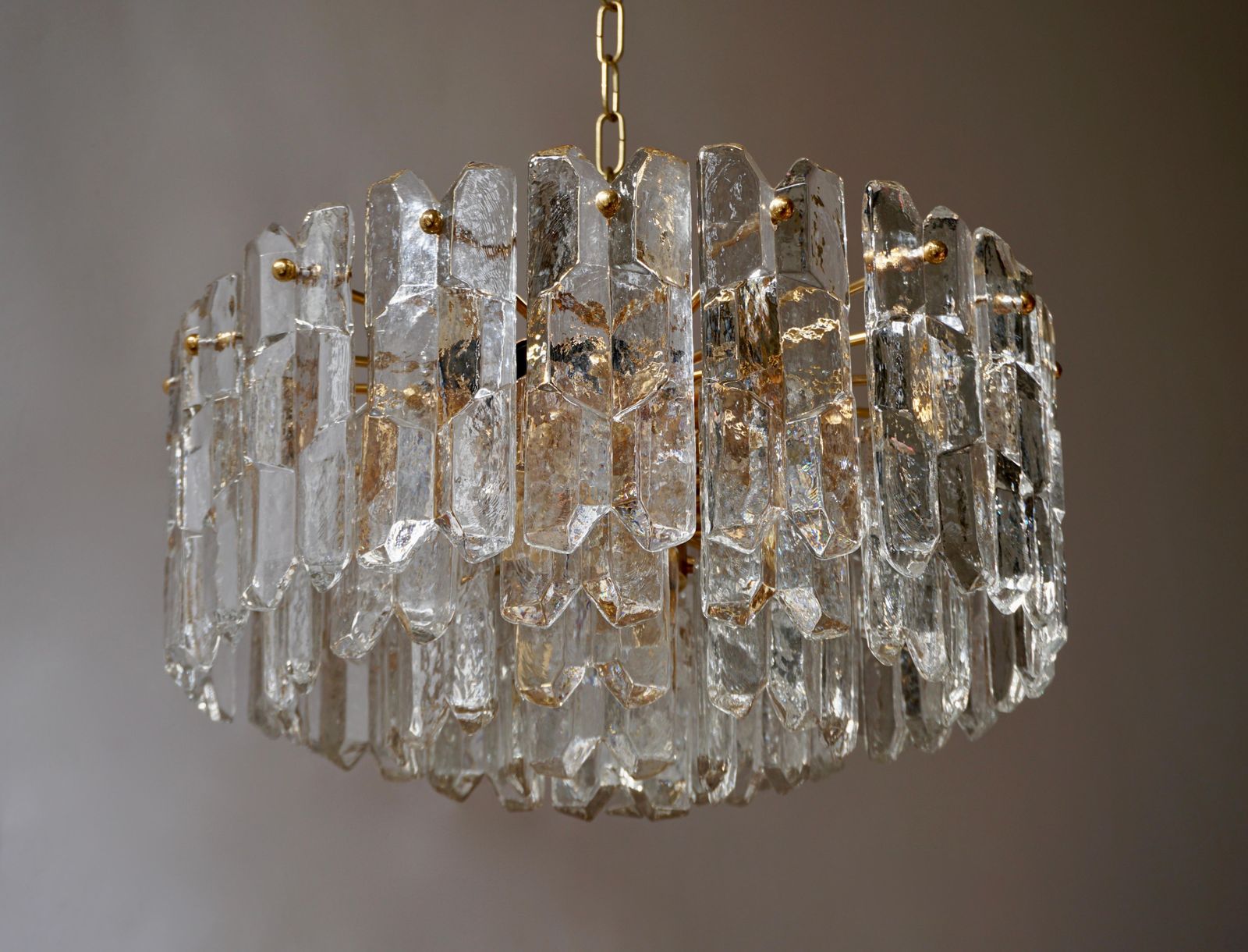 One Kalmar Chandeliers Palazzo Gilt Brass And Glass Austria, 1970s photo vinterior
