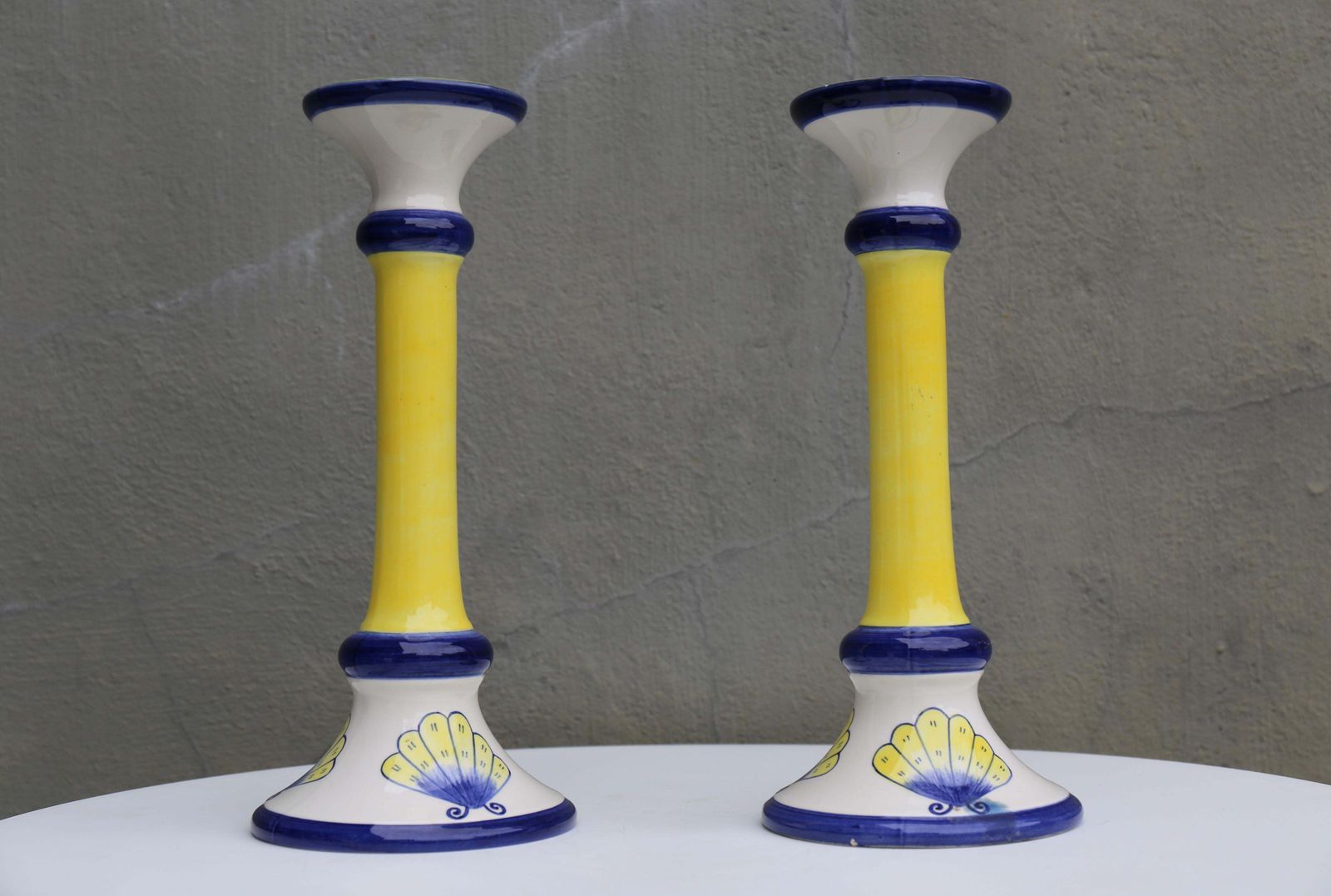 Pair Italian Hand Painted Butterfly Porcelain Candelabra photo vinterior