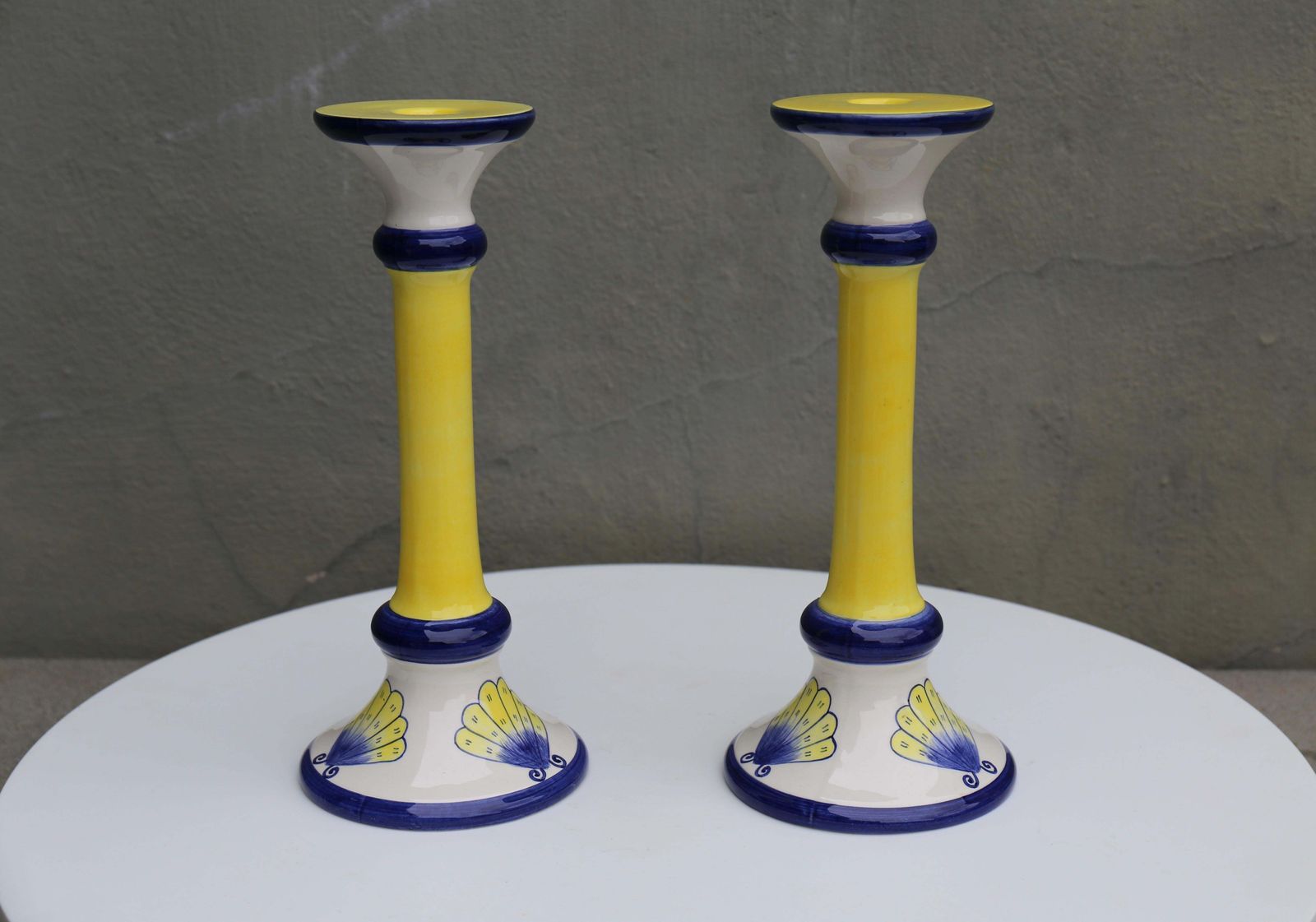 photo furniture Pair Italian Hand Painted Butterfly Porcelain Candelabra