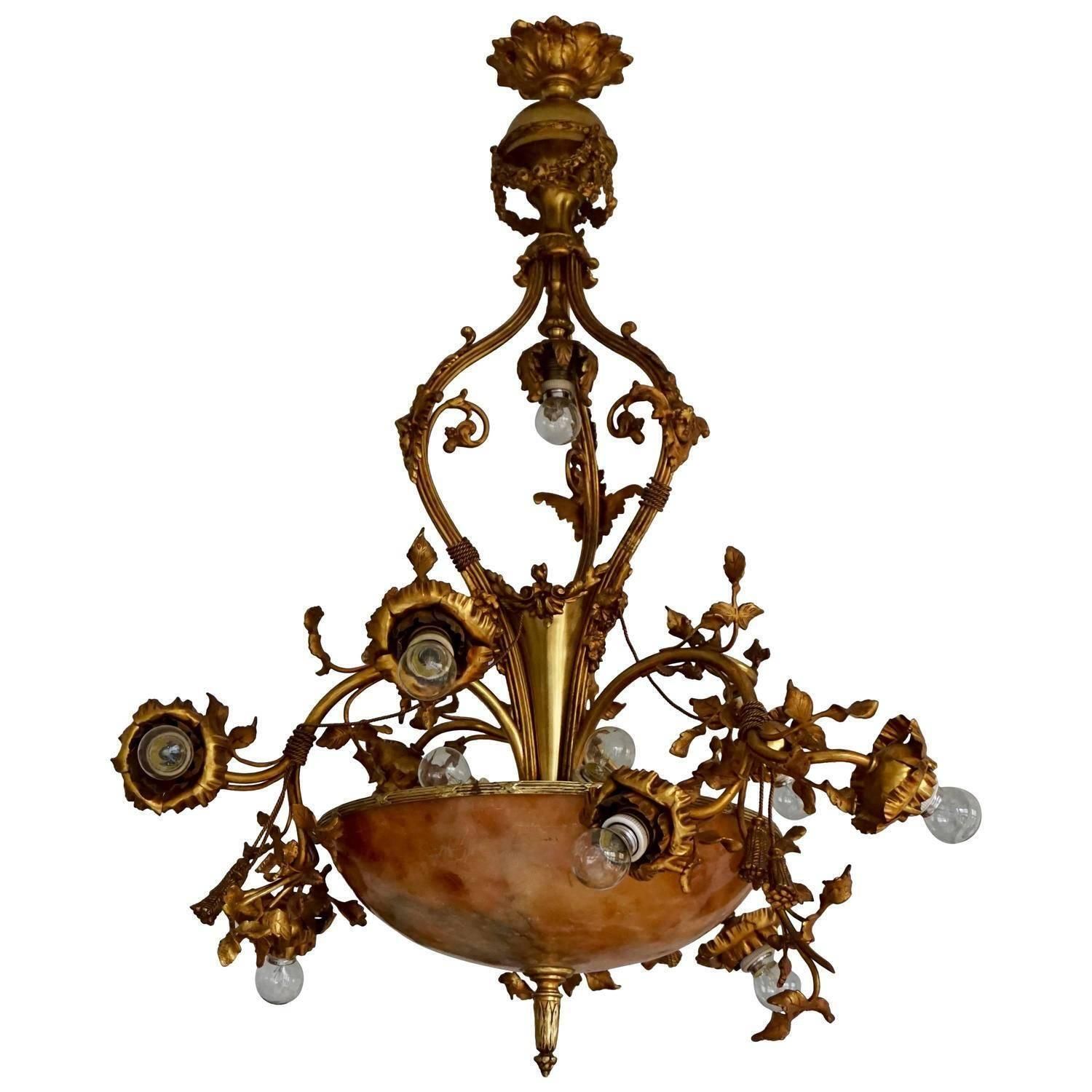 Fine Gilt Bronze And Alabaster Belle époque Chandelier photo furniture