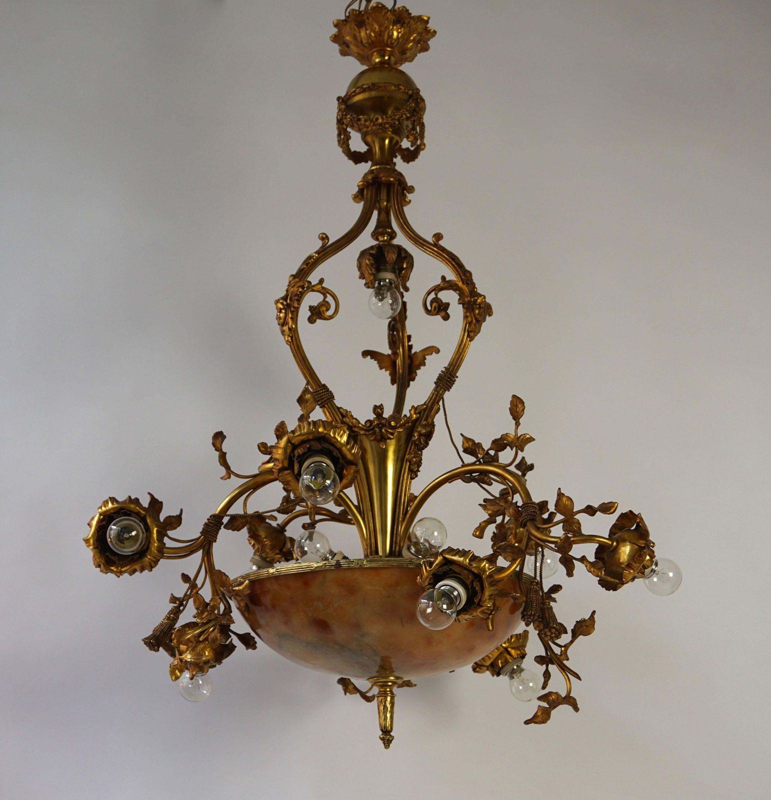 Fine Gilt Bronze And Alabaster Belle époque Chandelier photo 3610.0