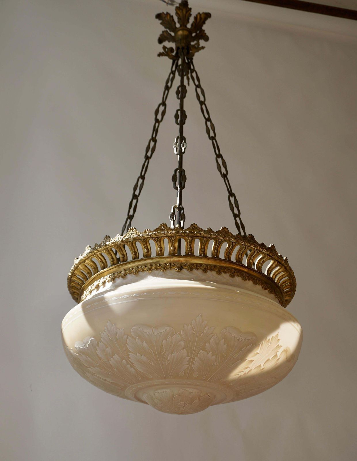 photo for sale Superb Antique Lampshade Chandelier Lithophane, Biscuit From Porcelain