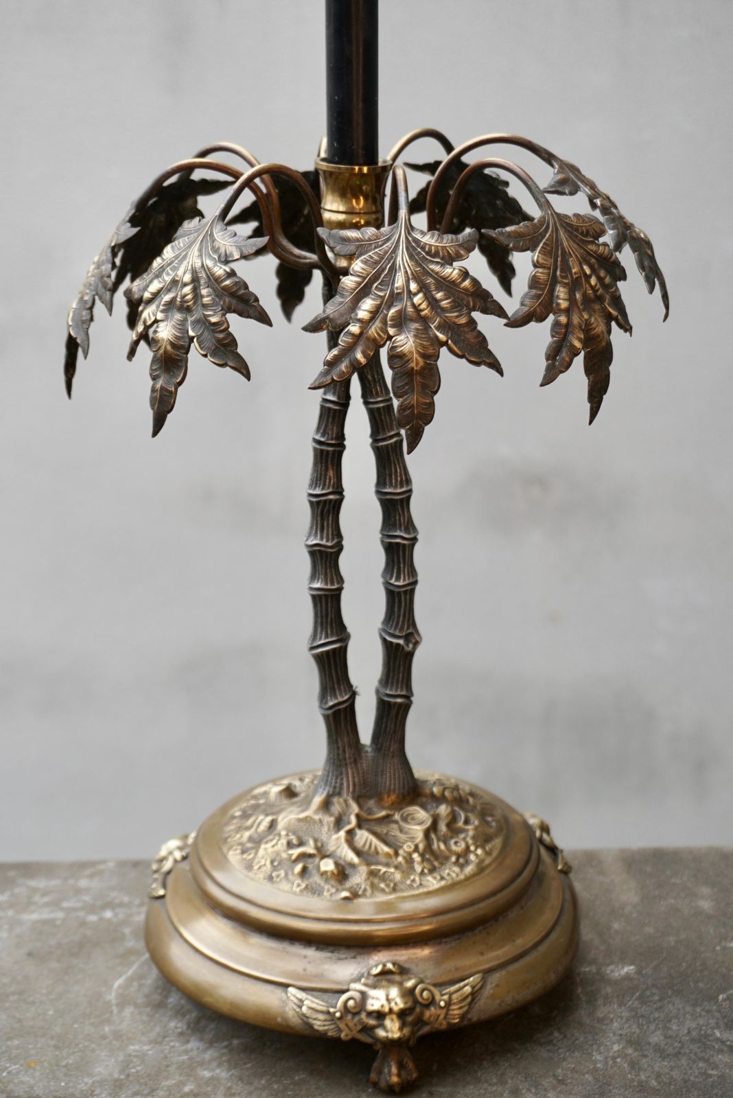 Vintage Tropical Brass Palm Tree Leaf Leaves Candle Stick Holder photo Home Decor