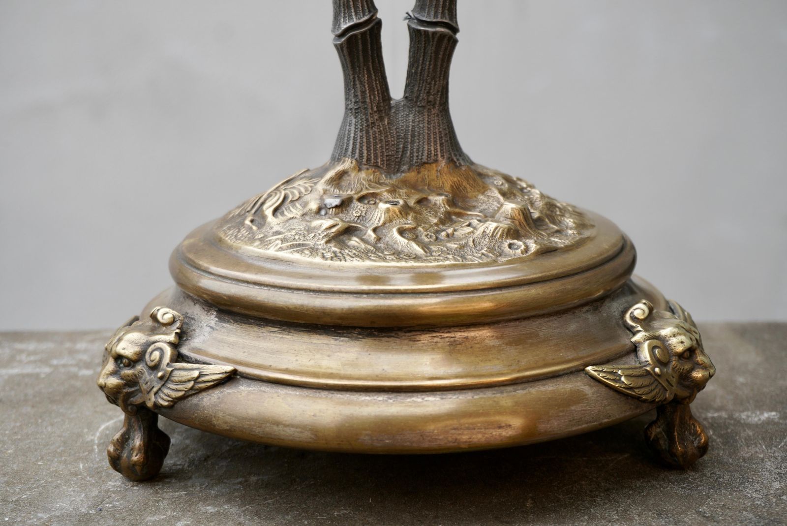 photo furniture Vintage Tropical Brass Palm Tree Leaf Leaves Candle Stick Holder