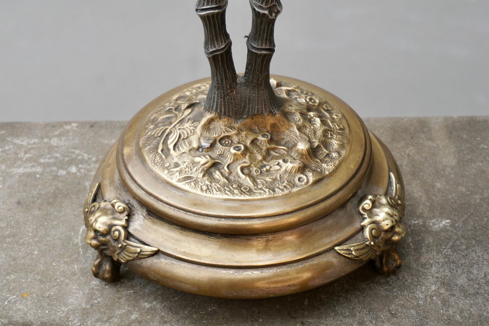 photo for sale Vintage Tropical Brass Palm Tree Leaf Leaves Candle Stick Holder