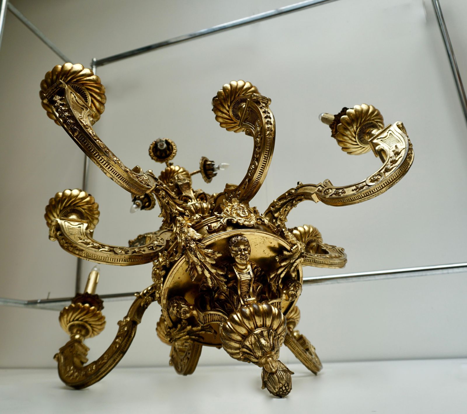 photo vintage Mazarin Chandelier In Bronze, France