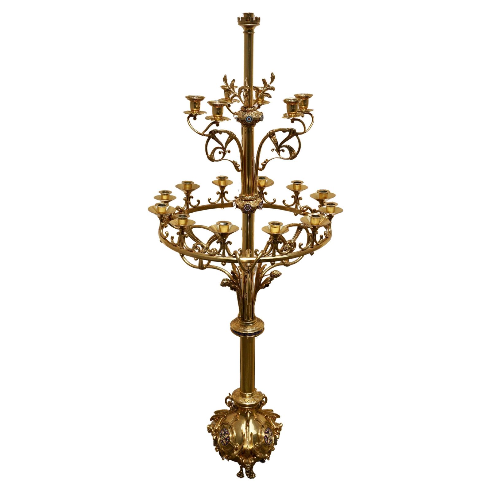 Large Church Antique Torcheres Floor Candlestick For 19 Candles