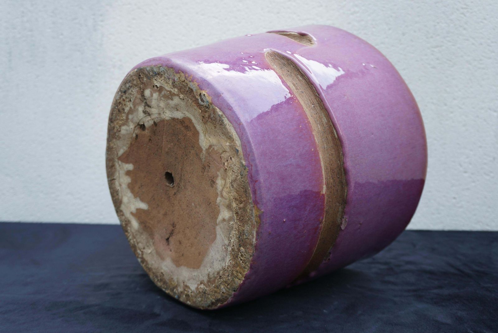 20th Century French Glazed Purple Terracotta Pot, Flower Planter photo buy