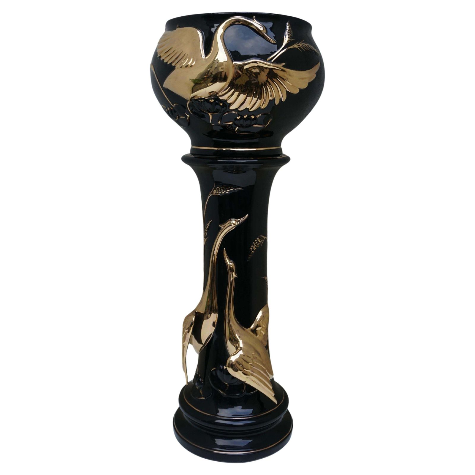 Italian Jardiniere On Pedestal With Swans