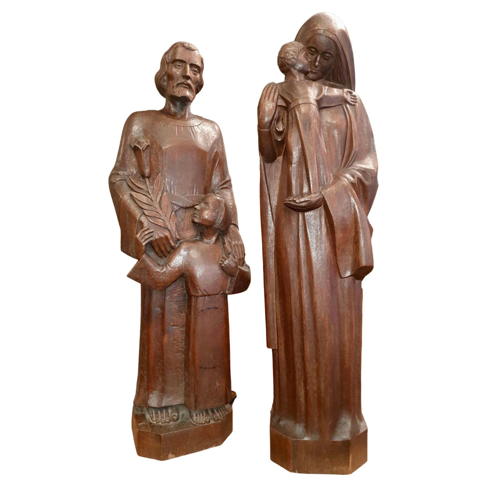 Madonna And Child Statue And Saint Joseph And Child Sculpture