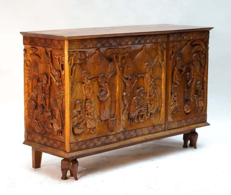 1950s Carved Wooden Cabinet From Congo photo Furniture