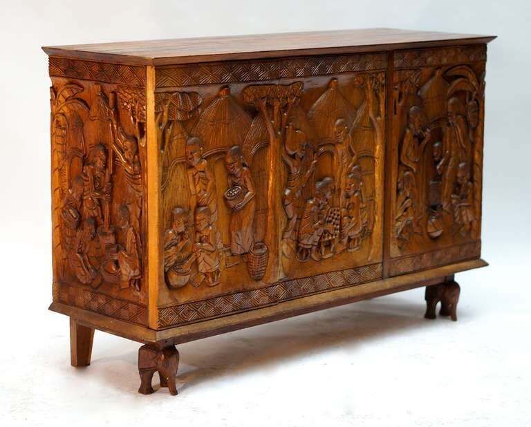 1950s Carved Wooden Cabinet From Congo photo 2933.0