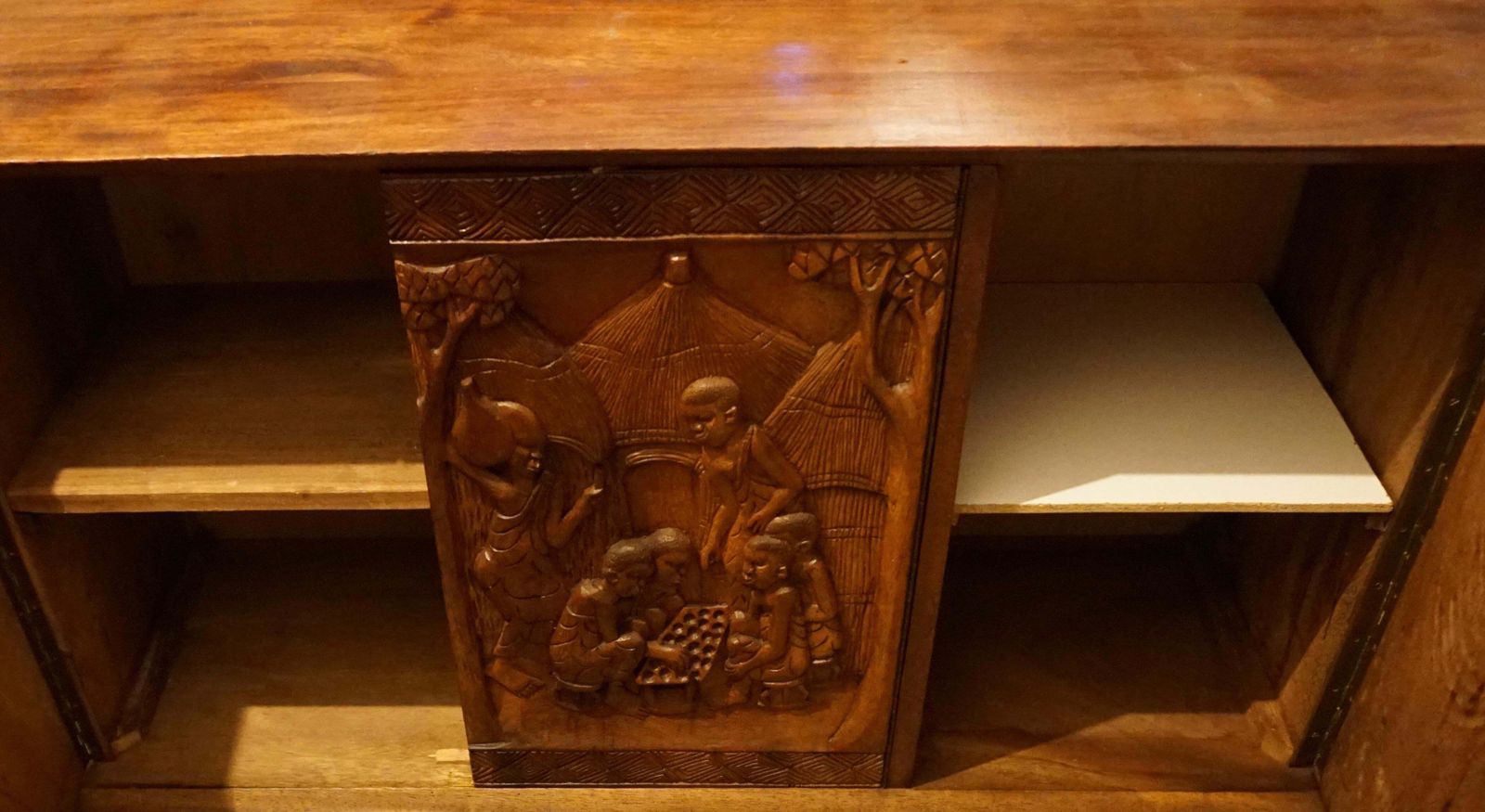 Furniture 1950s Carved Wooden Cabinet From Congo photo