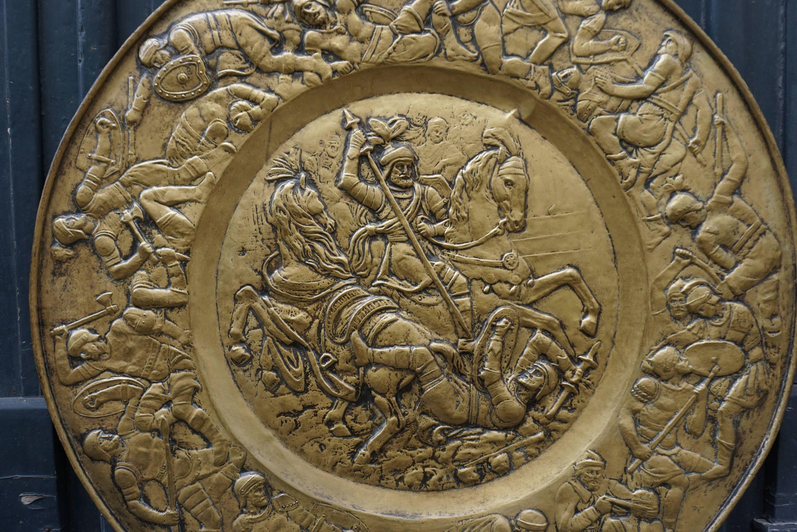 Hammered Copper Wall Relief Sculpture With Roman Warriors photo 2169.0