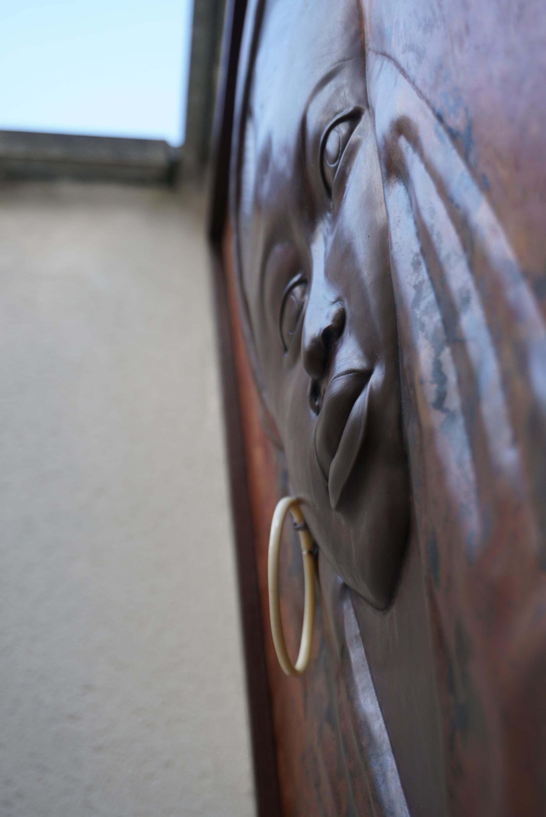 4628.0 Beautiful Hammered Copper Bas Relief Of An African Woman photo