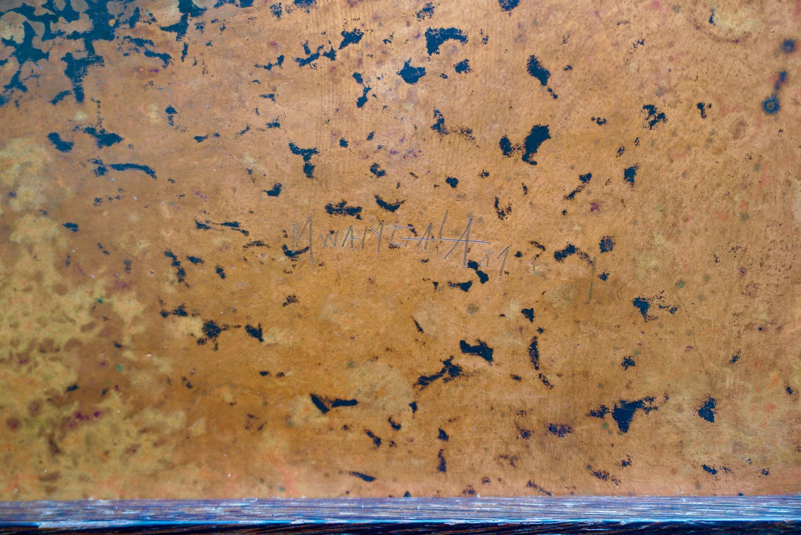 photo vintage Beautiful Hammered Copper Bas Relief Of An African Woman