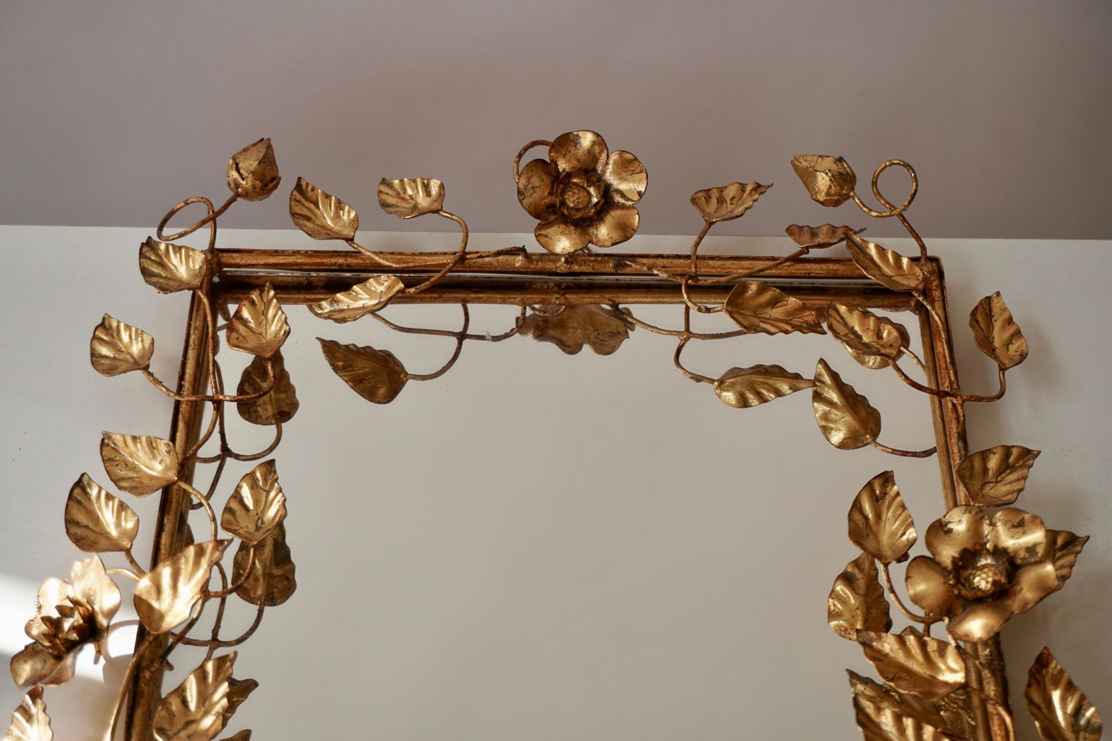 Mirror In Gilded Metal With Vine Leaves Italy, 1970s photo buy