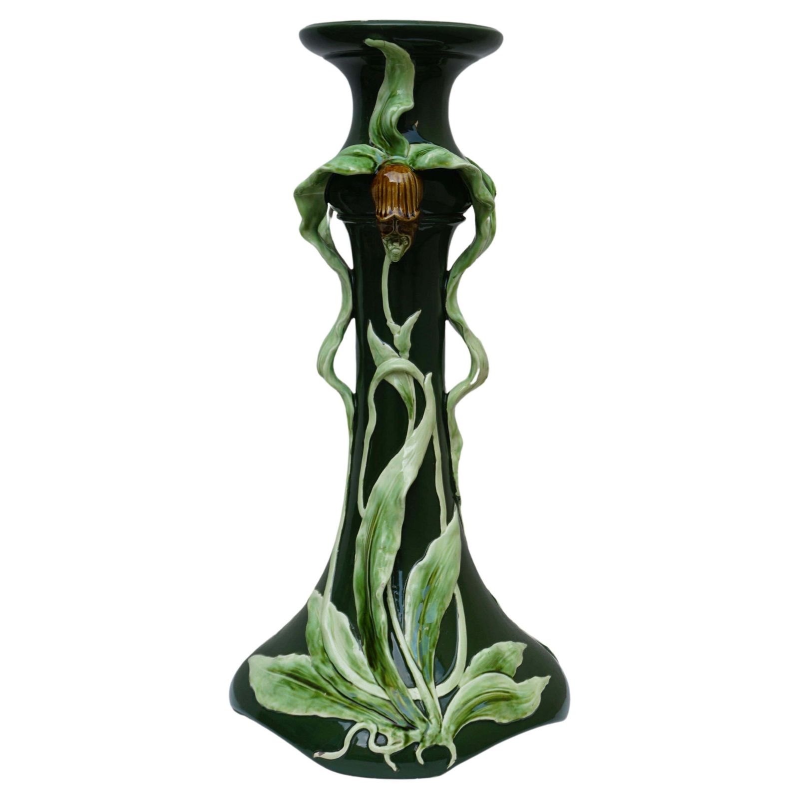 Art Nouveau Pedestal In Ceramic, In The Massier Style, Circa 1900
