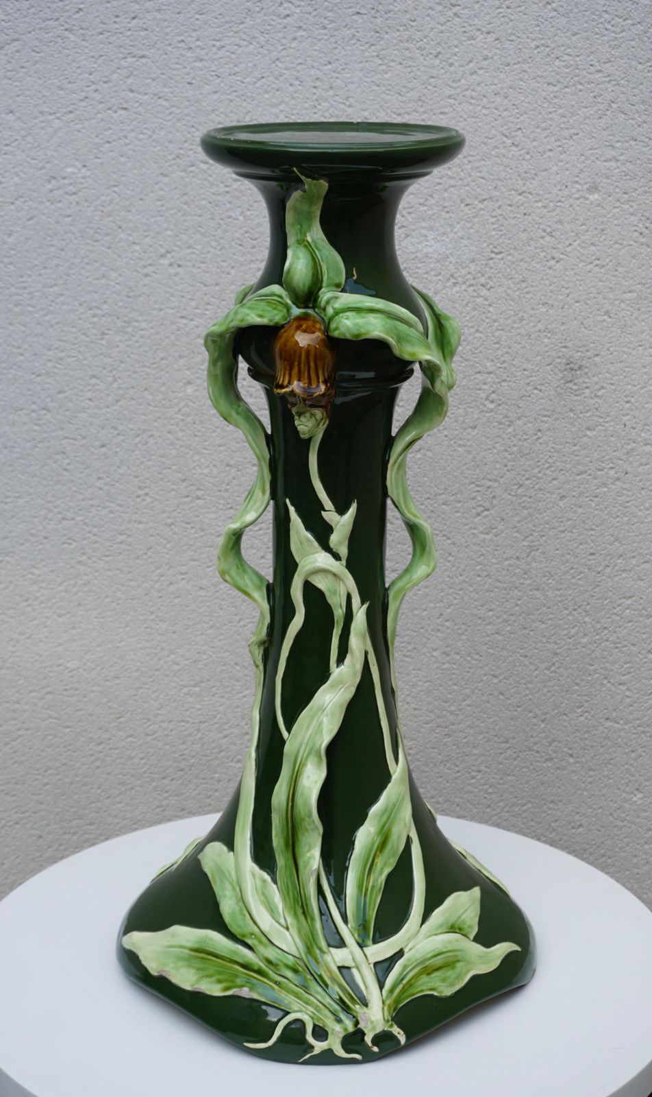 Art Nouveau Pedestal In Ceramic, In The Massier Style, Circa 1900 photo for sale