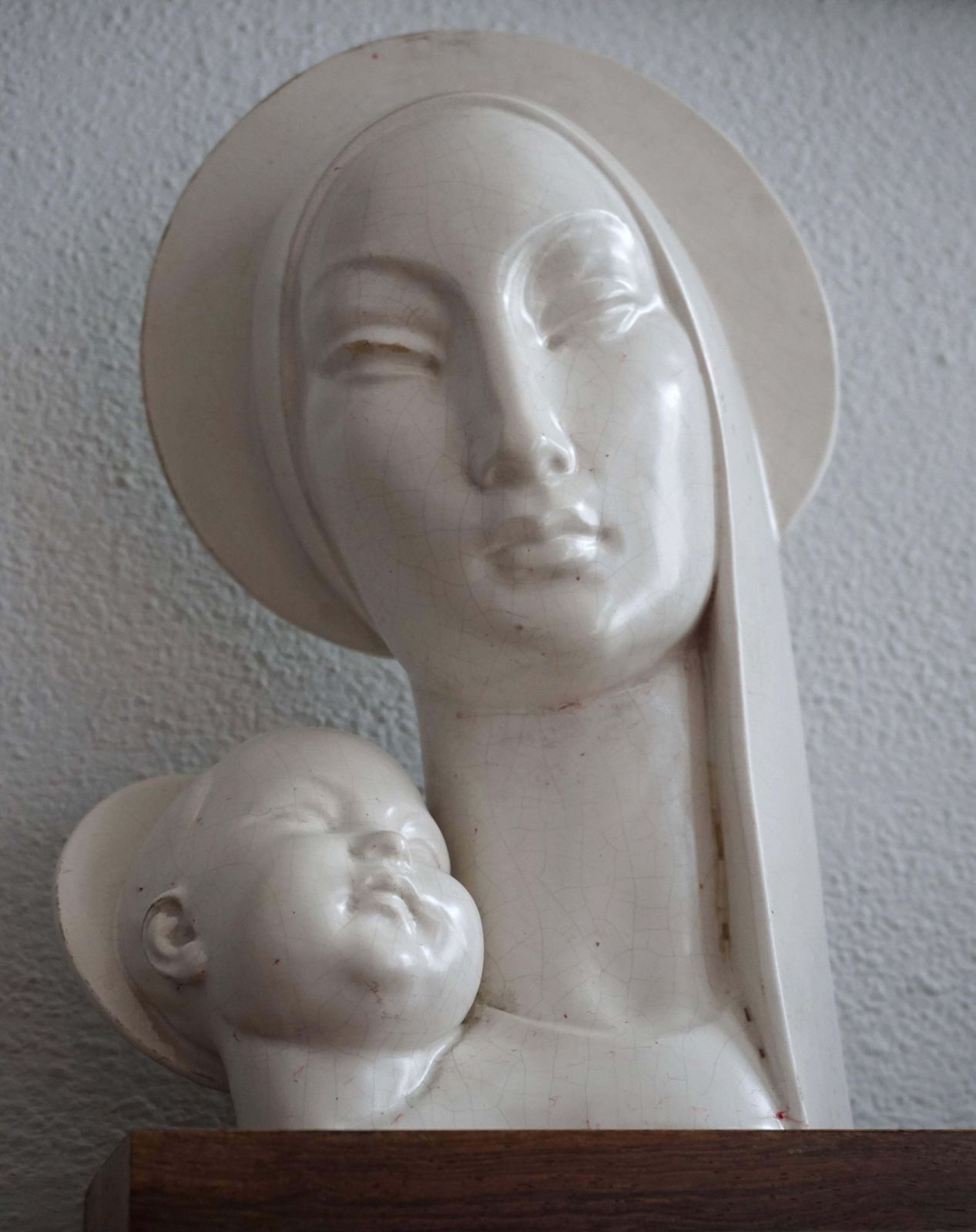 Mid 20th Century Stylized Plaster Sculpture Of Madonna And Child photo for sale