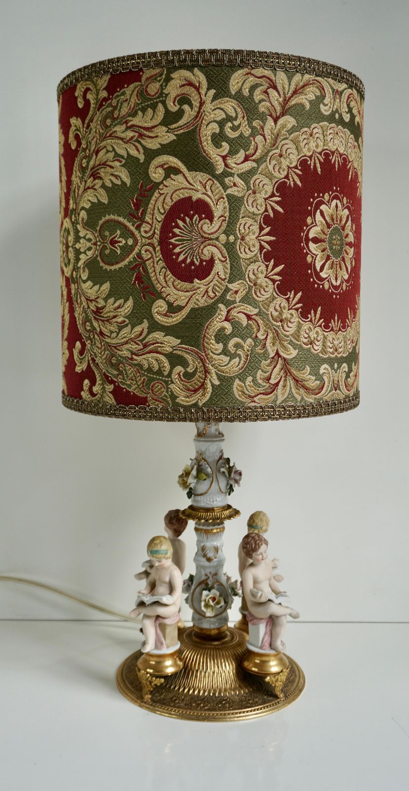Italian Victorian Porcelain Cherub Lamp photo furniture