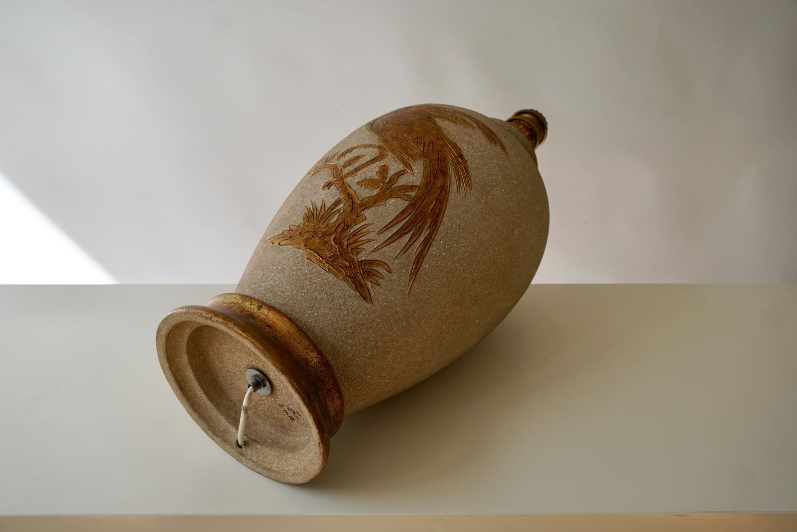 Colorful Ceramic Midcentury Lamp With Bird, 1960s photo vinterior