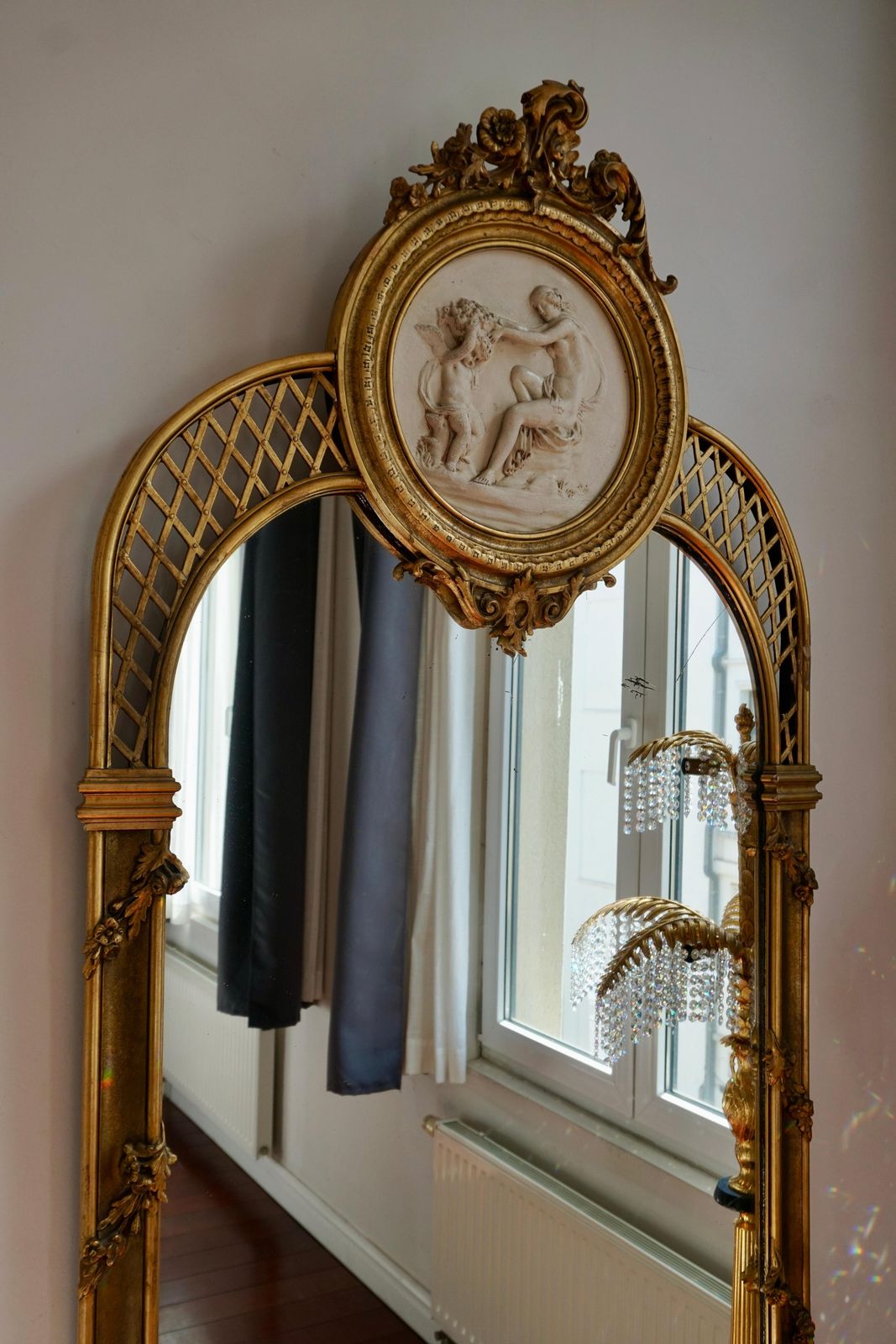 19th Century Monumental Italian Rococo Floor Mirror photo 9671.0