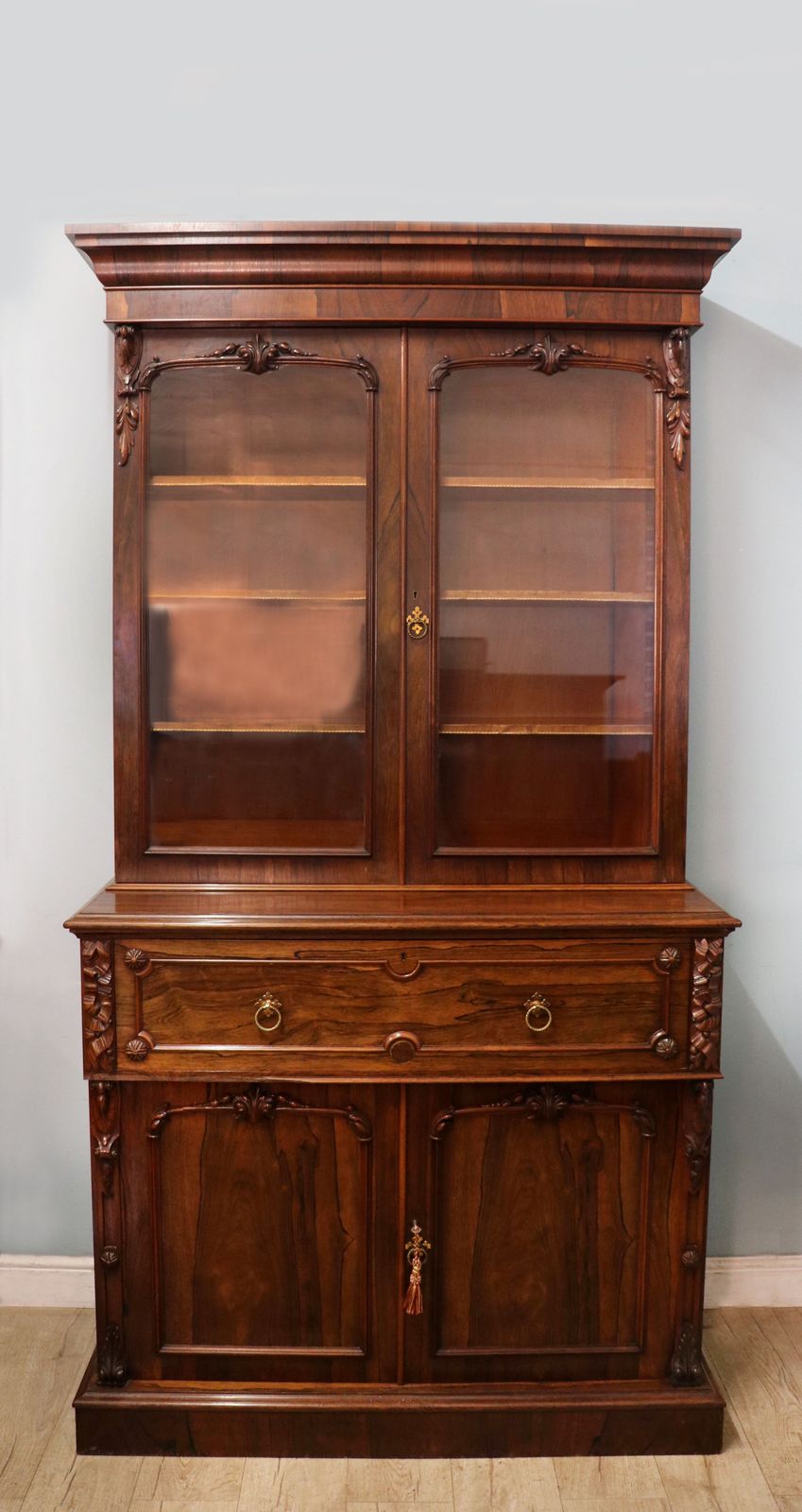 Lovely Early Victorian Secretaire Bookcase Cabinet. photo furniture