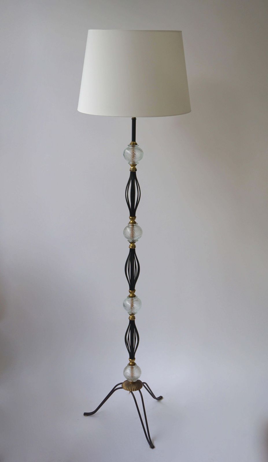 Italian Elegant Floor Lamp In Brass And Glass photo buy