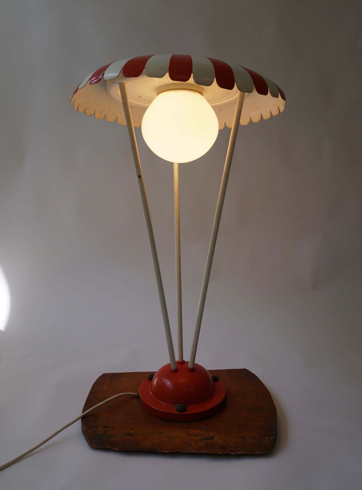 Charming Vintage Garden Lamp From The 1950s   Red And White photo vintage