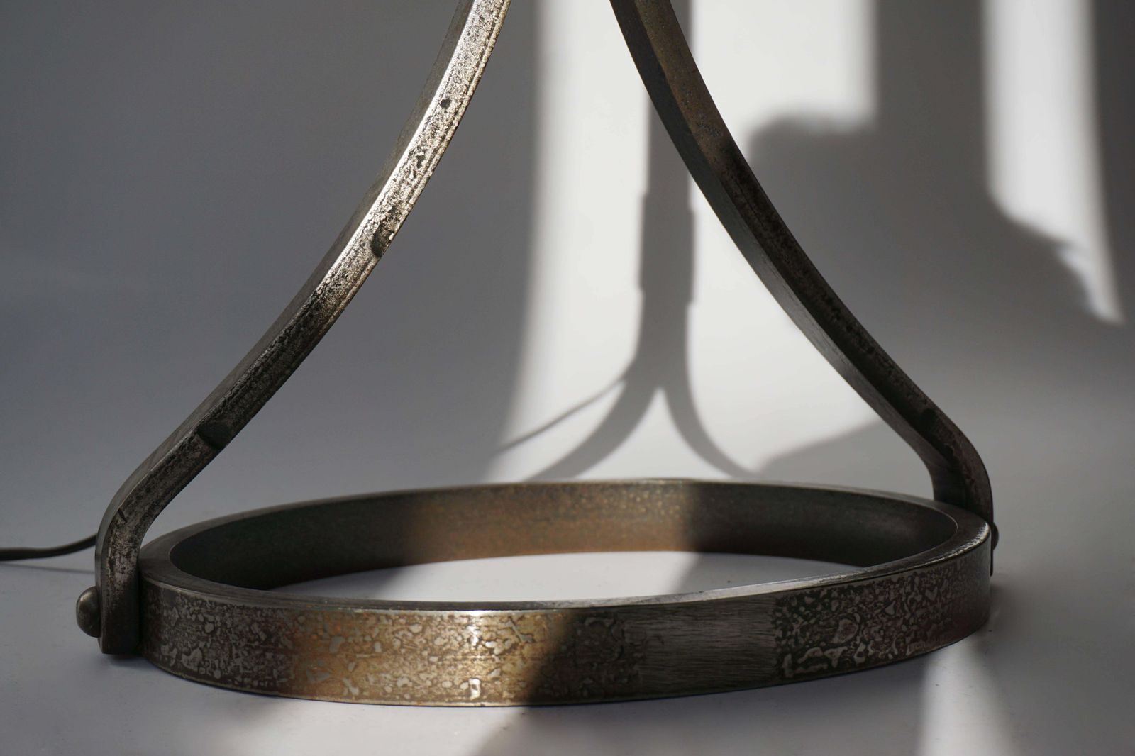 photo for sale Jacques Adnet Style Iron And Leather Floor Lamp, 1950s 1960s, France