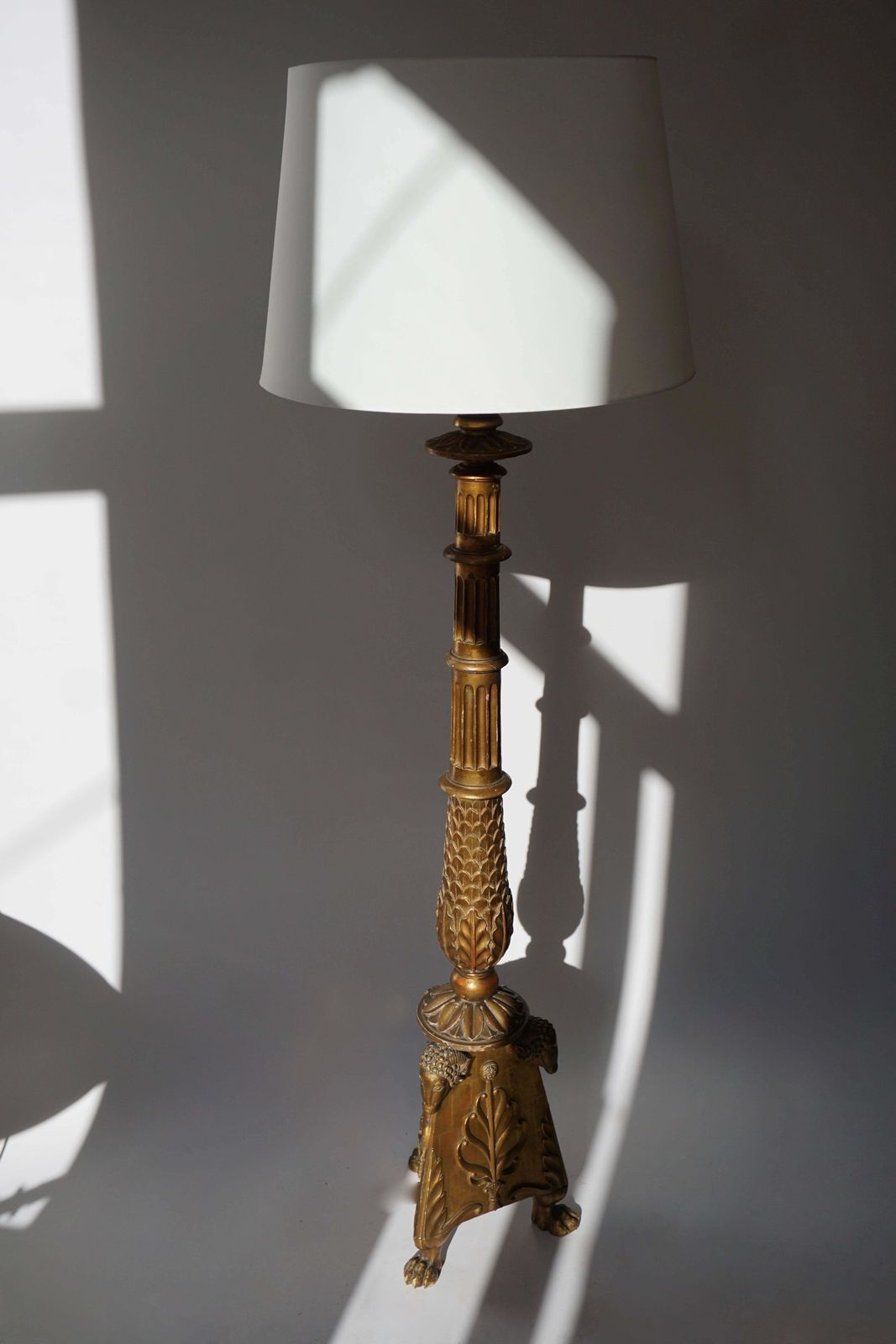 Giltwood Floor Lamp In The Greek Revival Neoclassical Style photo for sale