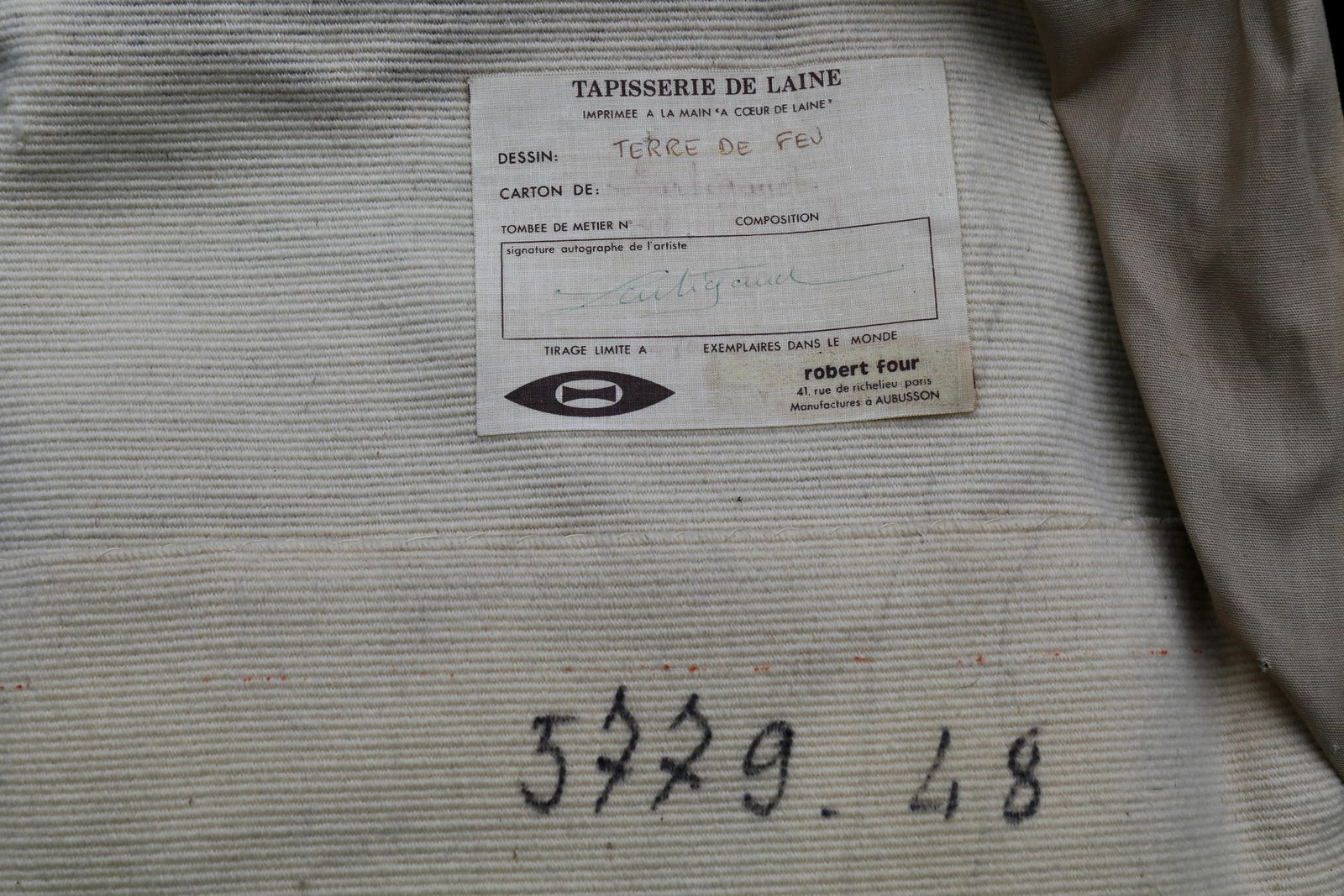 Tapestry In Wool "Land On Fire" By Jean Michel Lartigaud photo vinterior