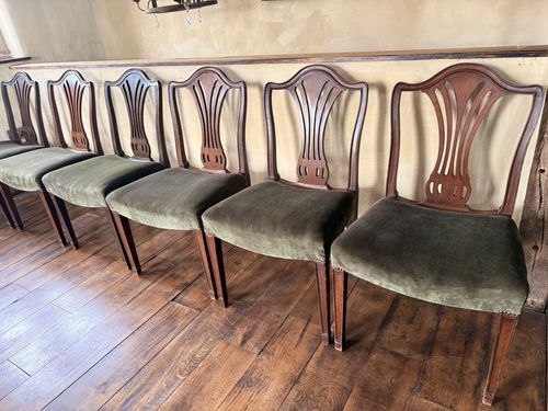Rare Original Howard & Sons Antique Green Carver Elbow Dining Chairs Set Of 8 photo furniture