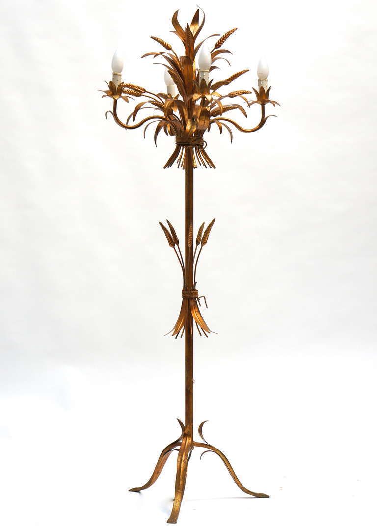 Rare Gilt Metal Sheaf Of Wheat Floor Lamp By Hans Kogl photo furniture