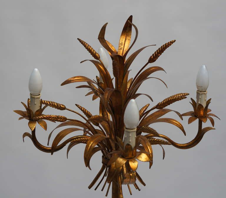 Rare Gilt Metal Sheaf Of Wheat Floor Lamp By Hans Kogl photo buy