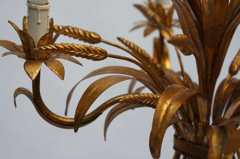 Rare Gilt Metal Sheaf Of Wheat Floor Lamp By Hans Kogl photo vintage