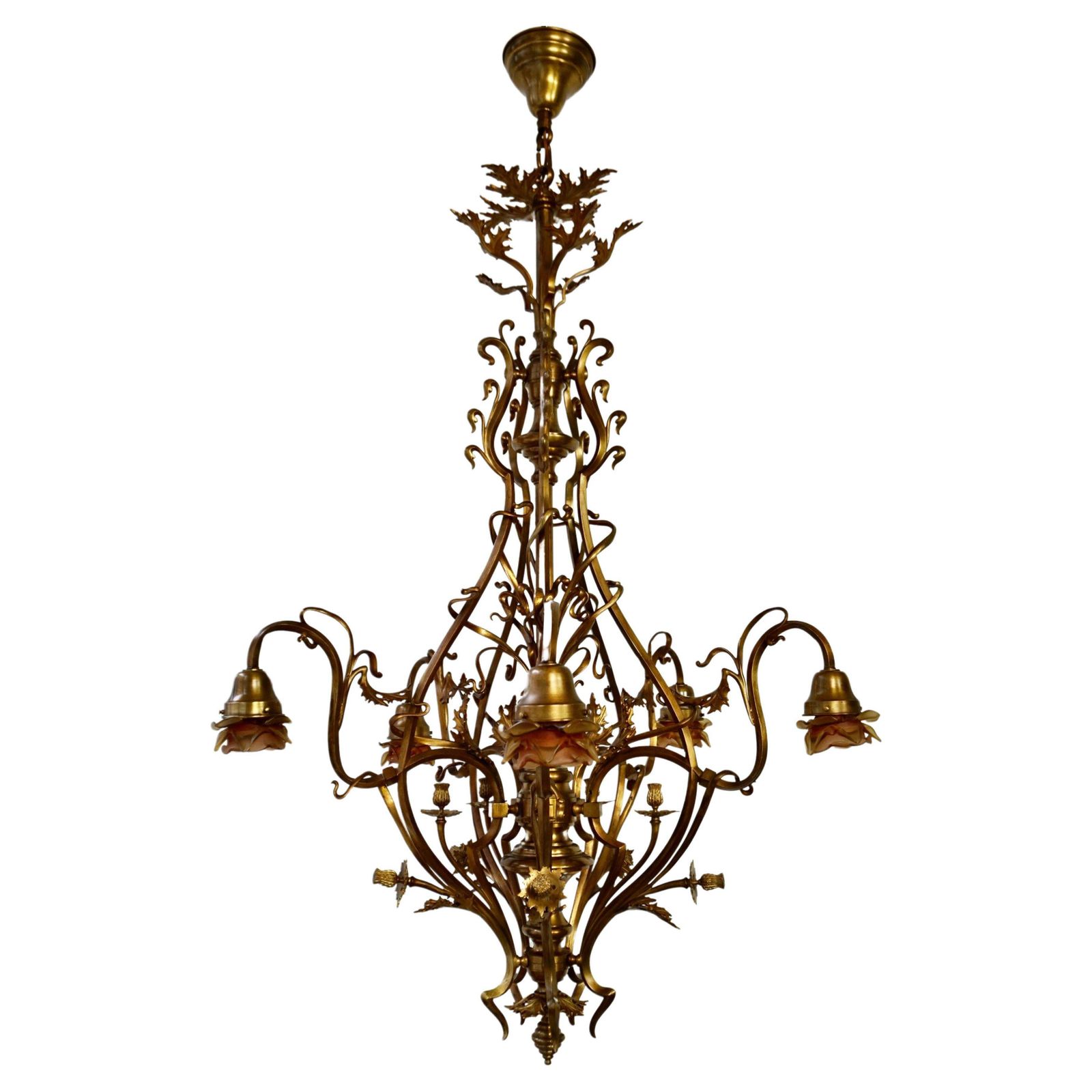 Large And Top Quality, Elegant & Exquisite 5 Light Art Nouveau Chandelier