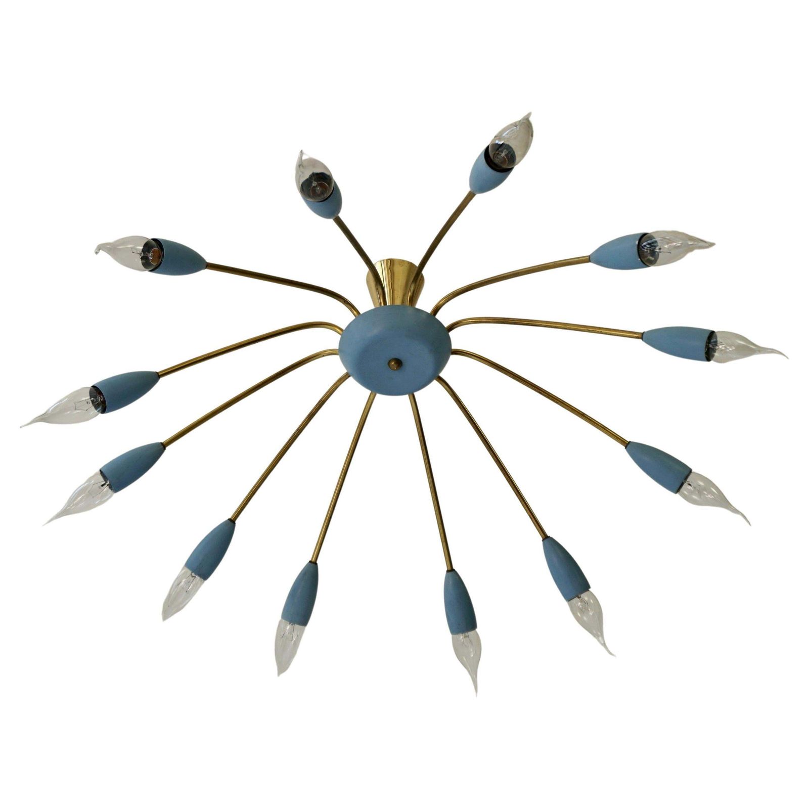 Italian Midcentury Twelve Light Sputnik Flus Chandelier In Stilnovo Style