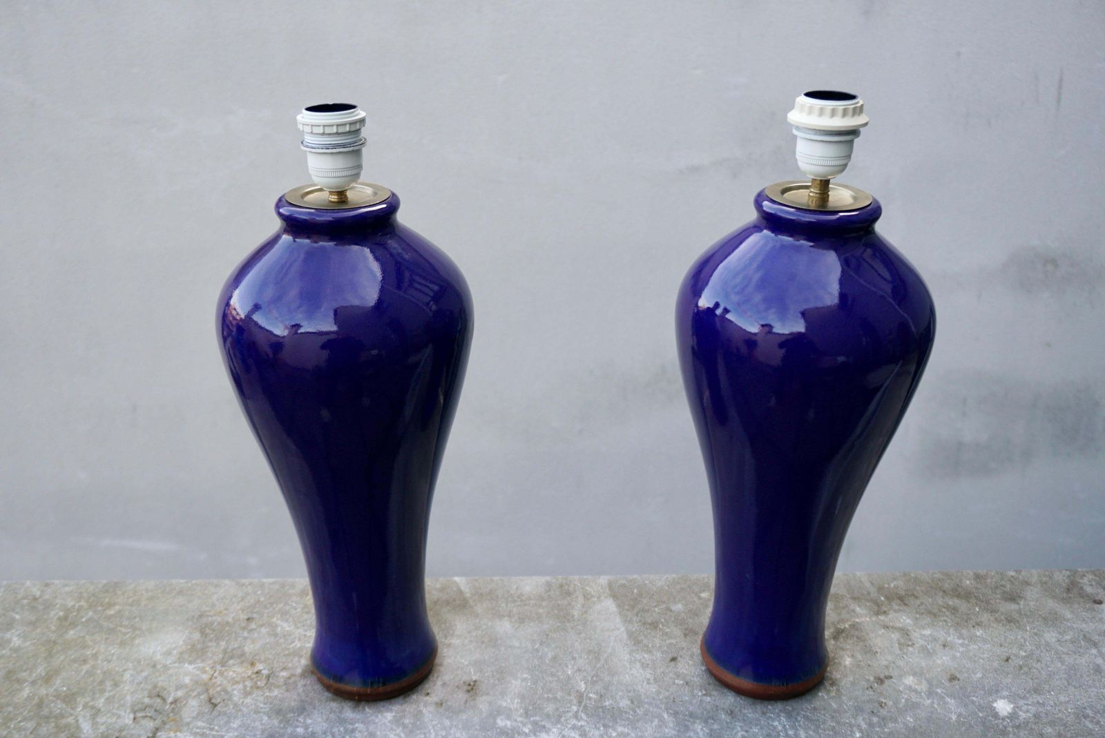 Pair Of Cobalt Blue Vases, Wired Into Lamps photo furniture